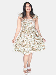 "White Floral Brunch Date Dress"