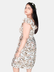 "White Floral Brunch Date Dress"