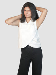 White Collar Sleeveless Top