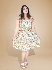 "White Floral Brunch Date Dress"