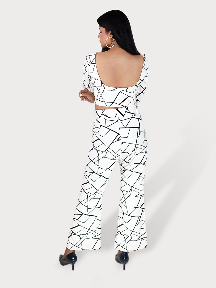 Top & Pant Combo of Parallel White with Black Lines  Collection