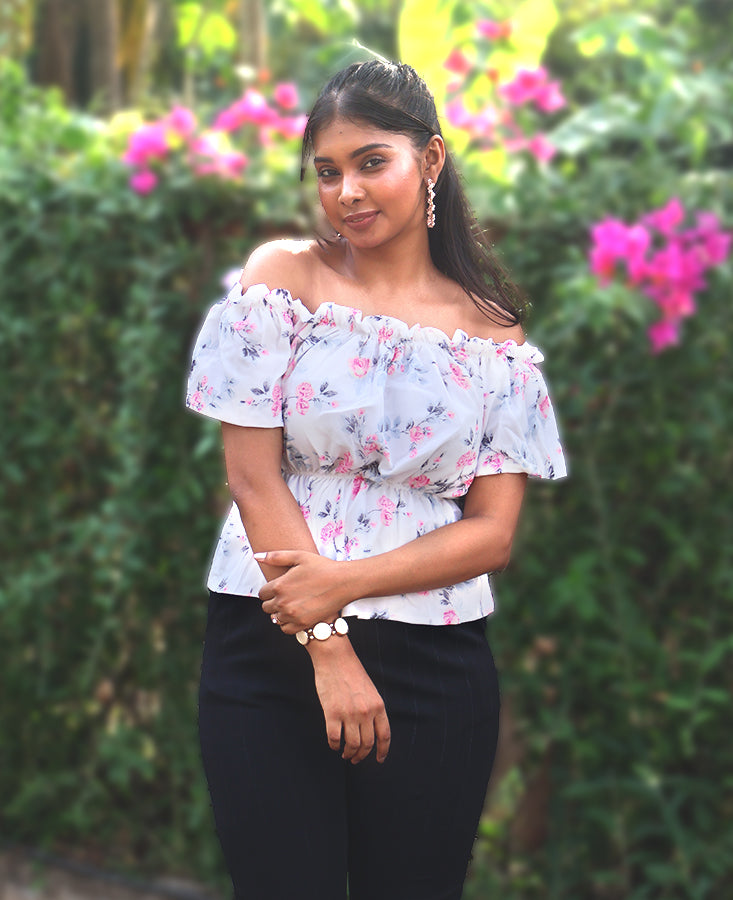 White Floral Top