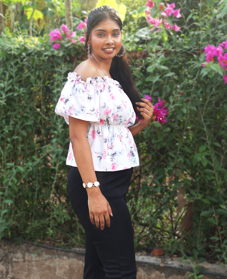 White Floral Top