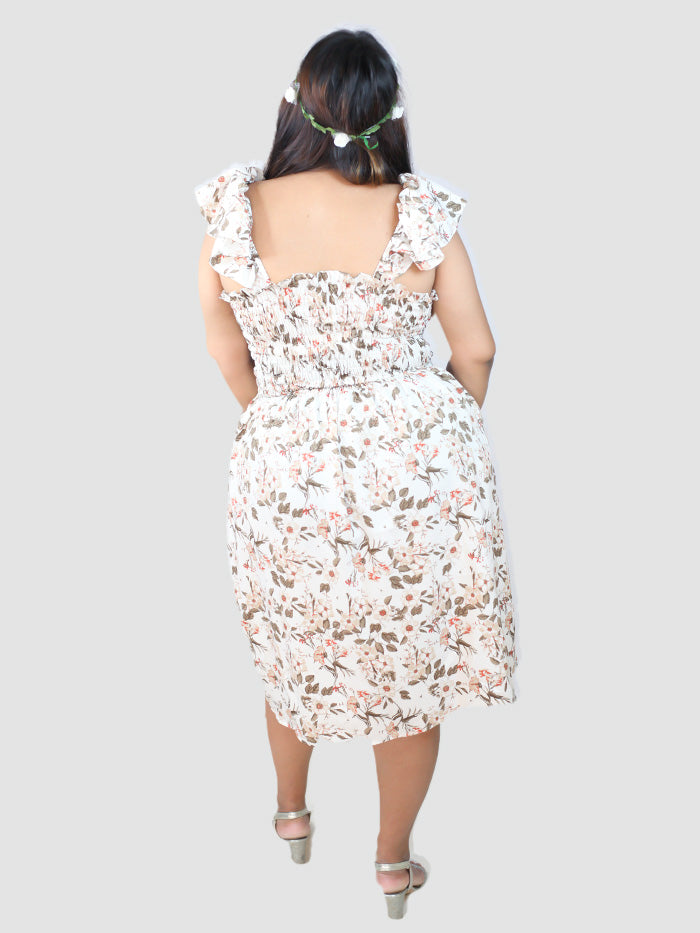 "White Floral Brunch Date Dress"